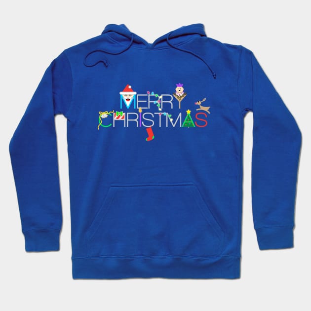 Decorated Merry Christmas Typography Hoodie by Sanford Studio